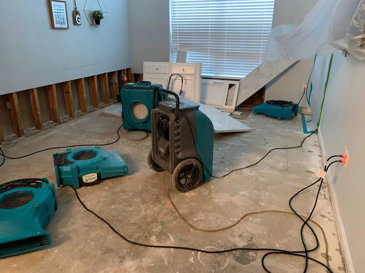 Dehumidifier in flood-cut room for Water Damage Restoration in Mesquite